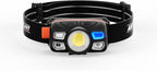 Rechargeable LED Headlamp with Stepless Dimming and Motion Sensor, IP65 Waterproof Headlight for Repairing, Running, Camping, Hiking(1 Pack)