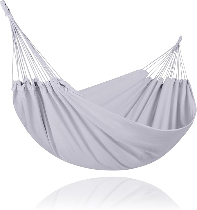 SUNCREAT Medium Size Tree Hammocks for Outside, Patio Hammock Without Stand, Light Gray