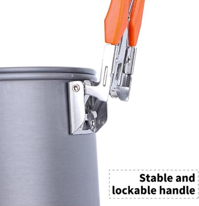Camping Cookware Set Hiking Heat-Exchanger Aluminium Pot Tableware Dishes Lightweight Foldable Pots Pans for Backpacking Picnic Outdoor