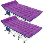 2 Pack Camping Cot with Mattress Comfortable Sleeping Cot Camping Cots for Adults 2 Person Folding Cot Heavy Duty Cots for Sleeping with Carry Bag Outdoor Indoor Home Vacation
