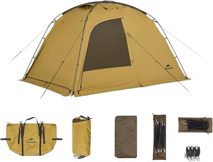 Naturehike Dune Hot Tent with Stove Jack, 117 sq ft 4 Seasons Camping Tent, 2-4 Person Waterproof Large Tent for Family, Car Camping, Picnic, Fishing, 6 Person