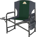 Oversized Directors Camping Chair Support 600 LBS, Heavy Duty Folding Outdoor Chairs with Detachable Side Pocket and Adjustable Side Table for Outside Beach,Lawn,Fishing (Green)