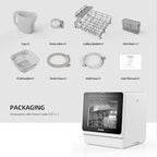 Portable Dishwashers for Camping and Home with 5l Water Tank, Hose, LED Light, 10 Wash Programs, Baby Care Mode, Dual Water Supply and 1h Hot Air Drying