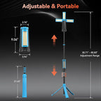 15000 mAh Rechargeable Camping Light with Stand, Cordless Work Light with 3 LED Lamp Heads, 5500 Lumens Dimmable Camping Essentials Gear Emergency Flashlight with 86" Detachable Tripod, Blue