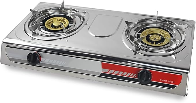 XtremepowerUS 25,516 BTU Double Burner Stove Stand Outdoor Propane Range Dual Propane Grill Burner Camping Picnic Cookout w/Detachable Legs