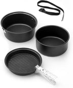 Camping Campfire Utensils, Non-Stick Coating Portable Camping Frying Pan Pot Outdoor Picnic Tableware Set Backpacking Gear
