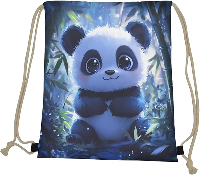 Upetstory Adorable Panda Drawstring Backpack for Women Kids Cinch Sackpack Portable Draw String Bag Outdoor Beach Workout Gym Bags Storage Pouch