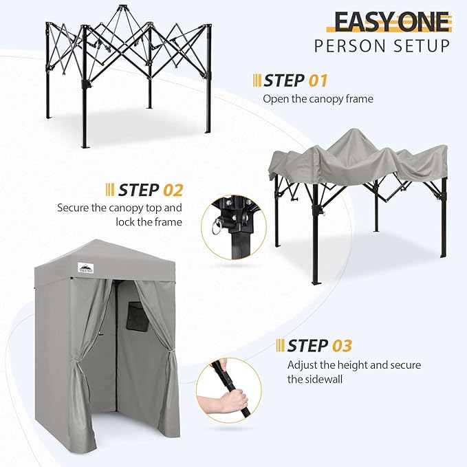 EAGLE PEAK Flex Ultra Compact 4x4 Pop-up Canopy, Sun Shelter, Changing Room, Portable Privacy Canopy Cabana for Pool, Fashion Photoshoots, or Camping, Gray