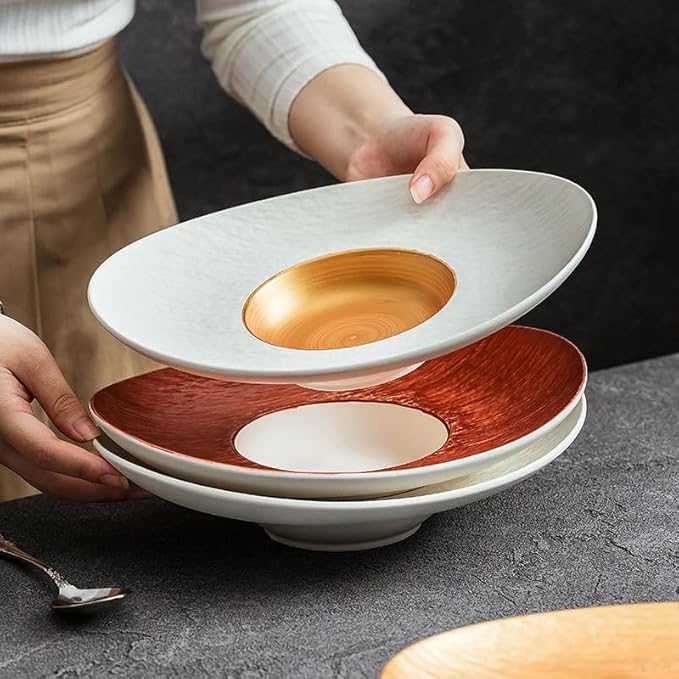Camping Plates Dinner Plate Nordic Western Restaurant Special-Shaped Dessert Hotel Ceramic Tableware Decorative Plate(B)