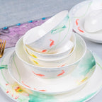 Cups and Saucers Set Nordic Ceramic Tableware Suit Glaze Dish Combination Dishes Suitable for Family Hotel Restaurant 58 Piece