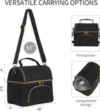 Waxed Canvas Lunch Cooler Bag for Men, Insulated Lunch Box with Two Compartment, Small Soft Cooler Lunch Bags with 2 Ice-Packs, 10.5L Leakproof Lunchbox for Work, Camping, Beach and Road Trips