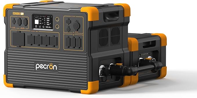 PECRON Portable Power Station E3600LFP with 3840Wh Extra Battery Expandable to 6912Wh, 5x3600W AC Outlets Power Station, LiFePO4 Battery Backup Solar Generator for RV, Camping, CPAP, Emergency