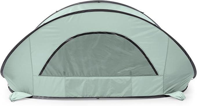 Picnic TIME Manta Portable Beach Tent, Fully-Assembled Pop Up Tent, Beach Shade and Sun Shelter, Instant Outdoor Shade with Carrying Bag for Outdoors and UPF50+ UV Protection, (Light Green)