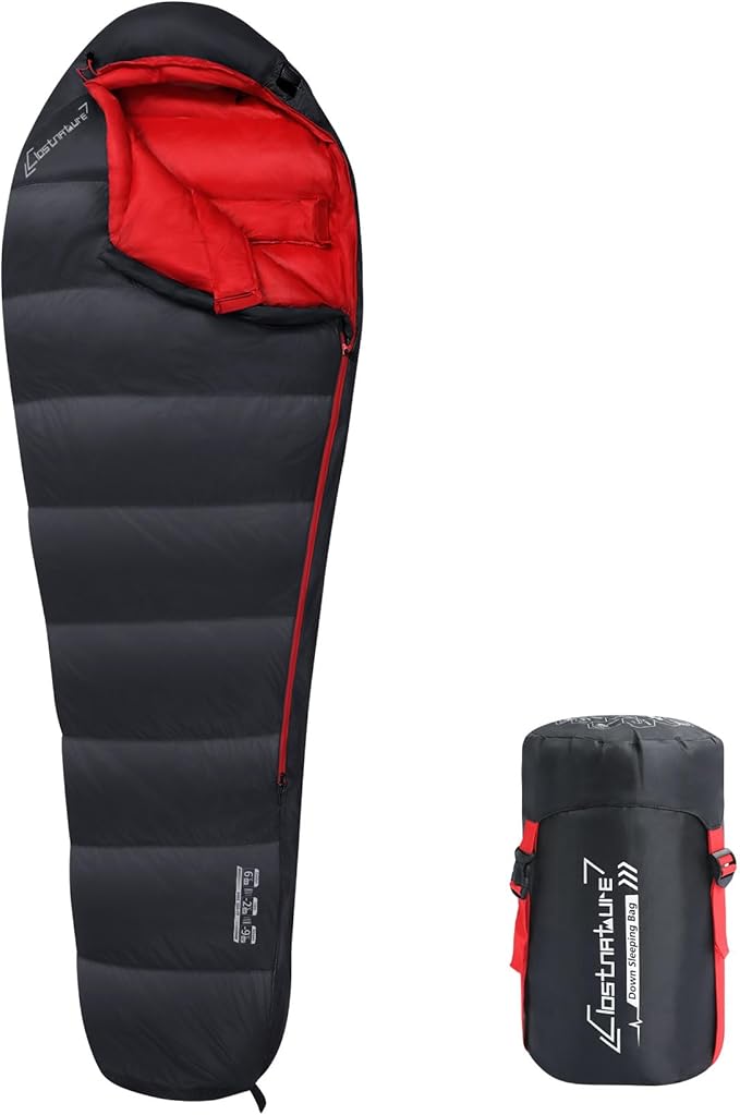 Clostnature Down Sleeping Bag for Adults - 20D 550 Fill Power Backpacking Mummy Sleeping Bag for 16°F - 45°F, Lightweight 4 Season Clod Weather Camping Gear with Compression Sack