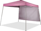 GDY 8X10 FT Pop Up Canopy Outdoor Instant Tent Slant Legs with a Sidewall,Equipment Vents, Portable Gazebo Shelter for Patio, Deck, Beach and Garden,Pink.