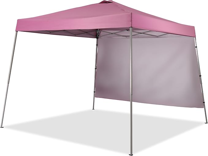 GDY 8X10 FT Pop Up Canopy Outdoor Instant Tent Slant Legs with a Sidewall,Equipment Vents, Portable Gazebo Shelter for Patio, Deck, Beach and Garden,Pink.