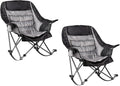 2 PCS Oversized Rocking Camping Chair for Adults - 400lbs Capacity Padded Camp Chair, Portable Foldable Outdoor Rocker Chair for Camping, Backyard, Patio (Black & Gray)