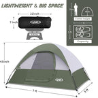 Camping Tent 2-4 Person, Waterproof Windproof Tent with Rainfly Easy Set up-Portable Dome Tents for Camping…