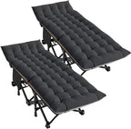 DoCred Folding Camping Cot with Mattress, 2 Pack Heavy Duty Folding Cot for Adults, Portable Sleeping Cot Bed Adults Outdoor Bed with Carry Bag, Travel Camp Cots