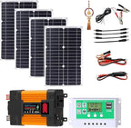 Solar Panel Kit, Complete 4000W/6000W Solar Inverter System Kit, 12V50A Solar Charge Controller with LED Power Display and 2 USB Ports ，100W Waterproof Folding Solar Panel,1× Hanging Ornament(6000w)