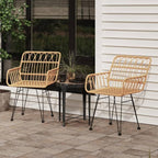Patio Chairs 2 pcs with Armrest,Coffee Chair,Study Chair,Armchair,Garden Chairs,Outdoor Chairs,Camping Chair,Beach Chair,for Deck, Poolside,Camping,Beach,Campsite,22"x25.2"x31.5" PE Rattan