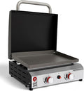 GasOne Flat Top Gas Grill with Lid – Auto Ignition Propane – Premium Stainless Steel Body Tabletop with Pre Season Griddle – Oil Drip Tray – for RV, Camping