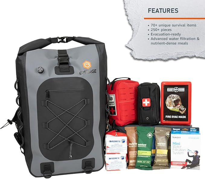 Evacuation Bag Kit – All‑in‑One Emergency Go‑Bag with Food, Water, First Aid, Tools & Survival Gear, Rugged Waterproof Backpack for Disaster Preparedness, Bug Out, Shelter‑in‑Place