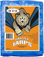 Grizzly Tarps by B-Air 10' x 14' Large Multi-Purpose Waterproof Heavy Duty Poly Tarp with Grommets Every 36", 8x8 Weave, 5 Mil Thick, for Home, Boats, Cars, Camping, Protective Cover, Blue