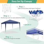 COBIZI 10x10 Pop Up Canopy Tent with 4 Sandbags, Easy Set Up Gazebo, Instant Outdoor Sun Shade &Waterproof Canopy with 8 Stakes,4 Ropes&Carry Bag, Tents for Parties, Beach, Backyard,Camping(Navy Blue