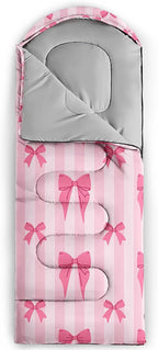 Colorful Bow Sleeping Bag, 3 Season Warm Cool Weather, Hand Drawn Bow Camping Sleeping Bag for Adult, Cute Bowknot Camping Backpacking for Outdoor Traveling Hiking Hunting Gear Equipment