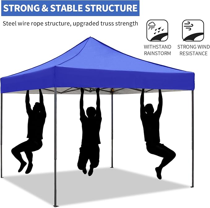 Pop up Canopy Tent with Awning Easy up Canopy with Wheel Bag Heavy Duty Waterproof Commercial Gazebo Tent for Outdoors Parties Vendors