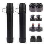 2 Pack Survival Water Filter Straw for Hiking & Camping, 2025 Personal Portable Water Purifier, 3000L Long Life, Includes Bottle & Hydration Bladder Adapters (2, Black, 3x3x19.3cm)