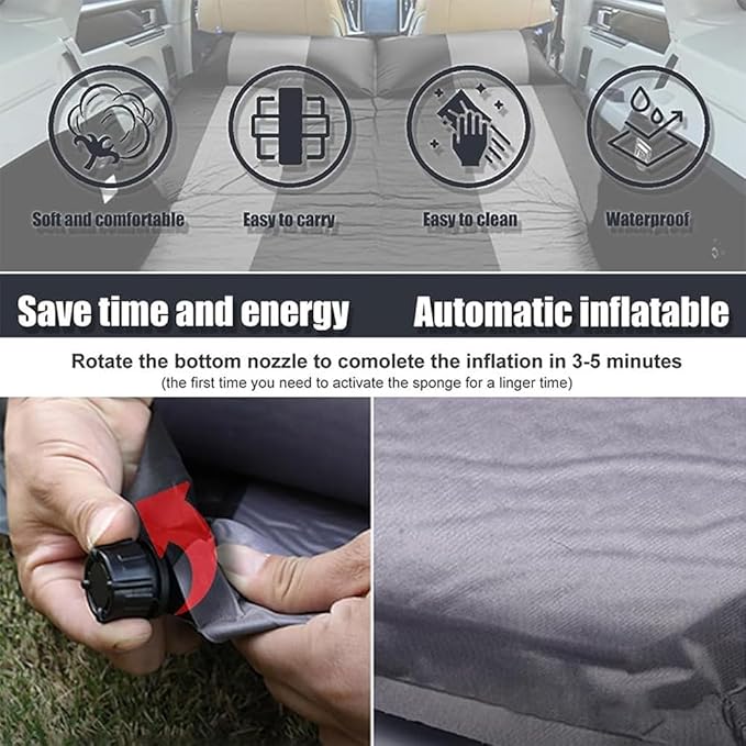 Car Inflatable Mattress for Chrysler Pacifica 2017 2018 2019 2020 2021 2022 2023 2024 Self Inflating Sleeping Pad Thickened Air Bed Cushion Camping Travel Mattress Multifunctional,Orange