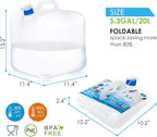 Collapsible Water Container with Spigot, 2×5.3 Gallon BPA Free Camping Water Storage Jug Carrier for Outdoors Hiking Backpack RV&Emergency, Survival Water Canteen-Portable Foldable Transparent