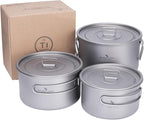 Boundless Voyage Camping Cookware Lightweight Cooking Pot Set Titanium Pot Portable for Outdoor Cooking Traveling Hiking Trekking Backpacking, 1-5 Person