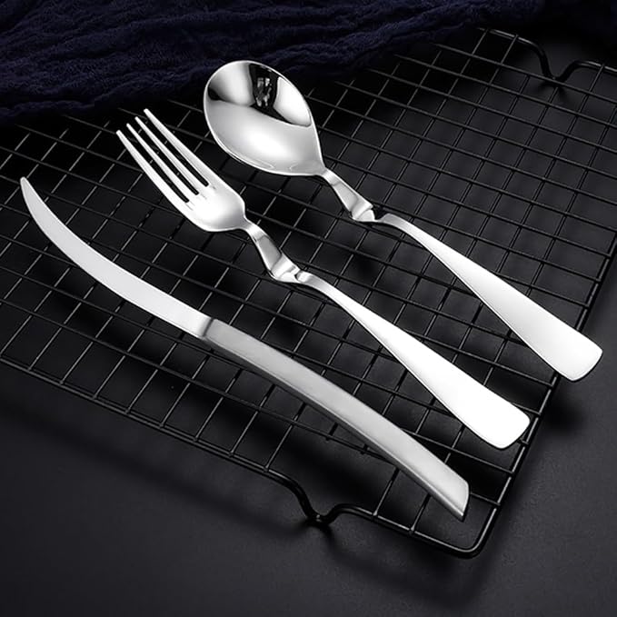 36-Piece Silverware Set Spoons and Forks Set Kitchen Utensils Set Flatware Set for 12 Stainless Steel Utensils Set, Mirror Effect Cutlery, Integral Molding, Dishwasher Safe for Picnic & Camping