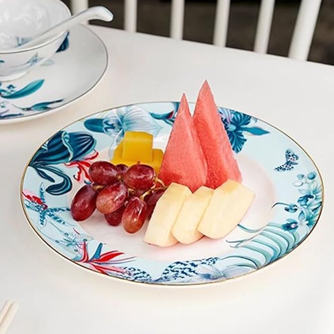 Camping Plates Blue Bone China Dinner Plate Home High-end Tableware Decorative Plate
