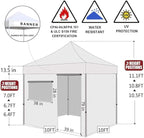 Eurmax USA 10'x10' Pop-up Canopy Tent Commercial Instant Canopies with 4 Removable Zipper End Side Walls and Roller Bag, Bonus 4 SandBags(Yellow)