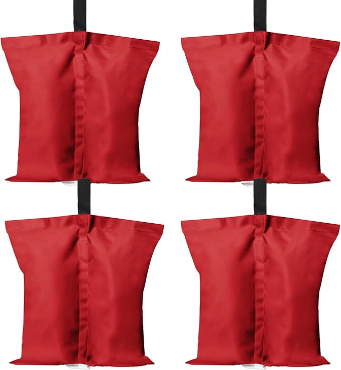 ABCCANOPY Canopy Weights 120 LBS Tent Sand Bags,4-Pack Red (Without Sand)