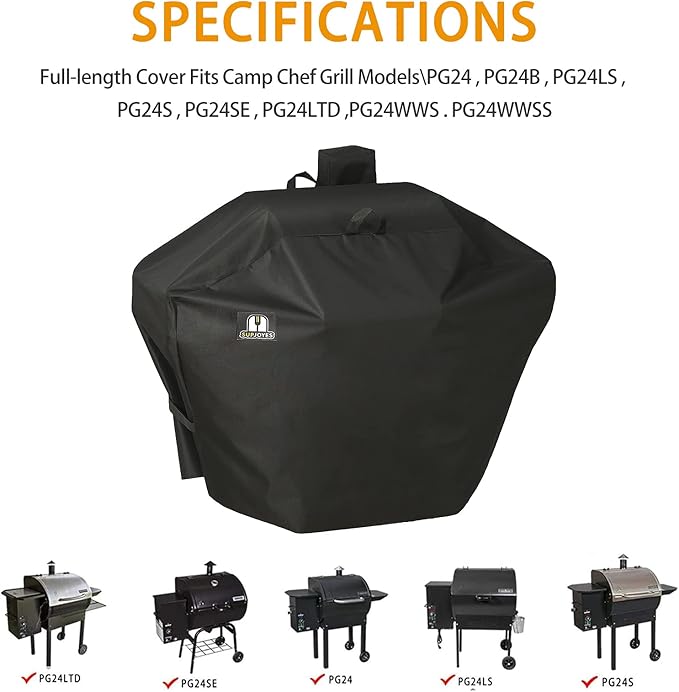 SUPJOYES Grill Cover for Camp Chef DLX 24, SmokePro 24, Woodwind Pellet Grills, Heavy Duty Waterproof Outdoor Pellet BBQ Accessories