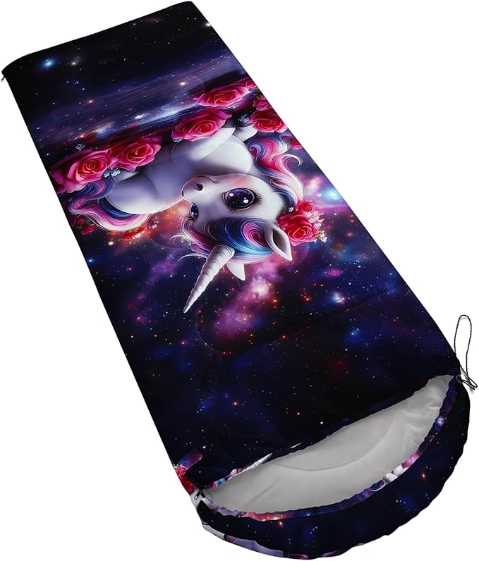 AILONEN Kawaii Panda Sleeping Bags,Lightweight & Waterproof,3 Season Warm & Cool Weather,Dreamy Purple Flower Animal Themed Sleeping Bags for Boys,Girls,Kids,Adults Travelling,Outdoors