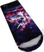 AILONEN Kawaii Panda Sleeping Bags,Lightweight & Waterproof,3 Season Warm & Cool Weather,Dreamy Purple Flower Animal Themed Sleeping Bags for Boys,Girls,Kids,Adults Travelling,Outdoors
