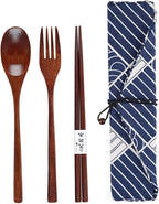 Dinner Forks 3 Pcs Wood Dinner Knife Fork Spoon Wooden Spoons Flatware Set Japanese Cutlery Kit Home Portable Tableware Set
