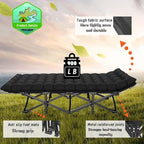 Oversized XXL Folding Camping Cot W/Mat for Adults,Heavy Duty Outdoor Bed with Carry Bag1200 D Layer Oxford Portable Travel Camp Cots Extra Wide Sleeping Cots (Black With Comfortable Mattress)
