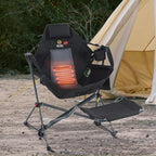 Nice C Heated Hammock Camping Chair with Footrest, Heated Camping Chair with Battery, Rocking Swing Chairs, Hammock Chairs with Stand, Heavy Duty (1, Heat Black W/Footrest)