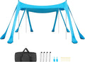 VEVOR Beach Tent Sun Shelter, UPF50+ Sun Protection, 6.6 ft Tall, 10 x 10 ft, Easy Pop Up Beach Canopy with Sandbags, Stability Poles, Sand Shovels, Portable Shade for Family, Camping, Fishing, Blue