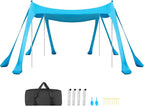 VEVOR Beach Tent Sun Shelter, UPF50+ Sun Protection, 6.6 ft Tall, 10 x 10 ft, Easy Pop Up Beach Canopy with Sandbags, Stability Poles, Sand Shovels, Portable Shade for Family, Camping, Fishing, Blue