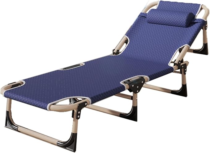 TOWINE Camping Cots for Adults Recliner Folding Bed Single Office Nap Bed Simple Multi-Functional Recliner Outdoor Leisure Nap Folding Bed Sleeping Cot for Camping Pool Beach (Color : 2, Size : F)