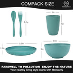 Homienly Wheat Straw Plates and Bowls Sets, 20 PCS Dishes Dinnerware Sets,Unbreakable Microwave and Dishwasher Safe Dish Set, Reusable Kids Plates and Bowls Sets for Kitchen, Outdoor, RV (Multicolor)