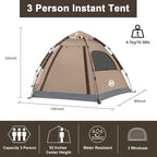 ADSMART Instant Tents for Camping 2/3/4/5 Person Tent Waterproof Easy Setup Sets Up Backpacking Tents with Carry Bag for Outdoor Hiking